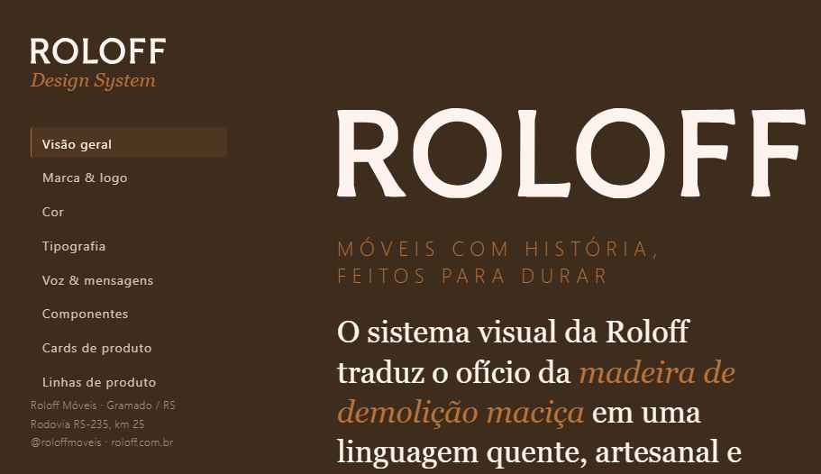 Prévia do design system Roloff