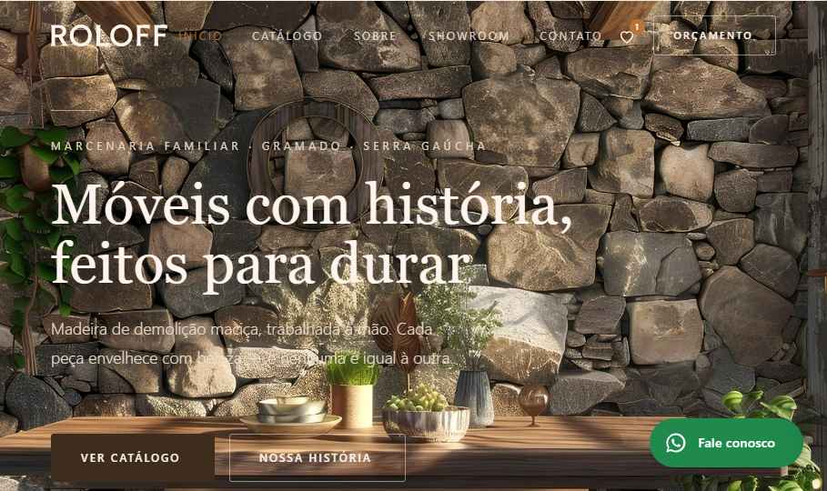 Prévia do site e catálogo Roloff