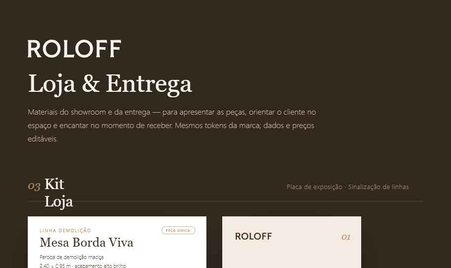 Materiais de loja e entrega Roloff